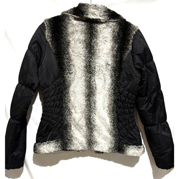 Montana Womens Faux Fur quilted Coat jacket sz S Penny‎ Lane Cowgirl Boho Black - Picture 7 of 10